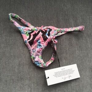 NWT For Love & Lemons Victoria's Secret Thong Panty Pink and Black Lace XXS